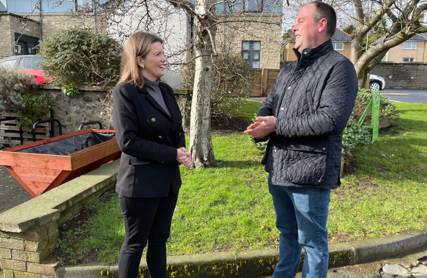 Guy in Wooler with Secretary of State for Science, Innovation & Technology Michelle Donelan