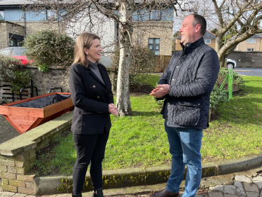 Guy in Wooler with Secretary of State for Science, Innovation & Technology Michelle Donelan